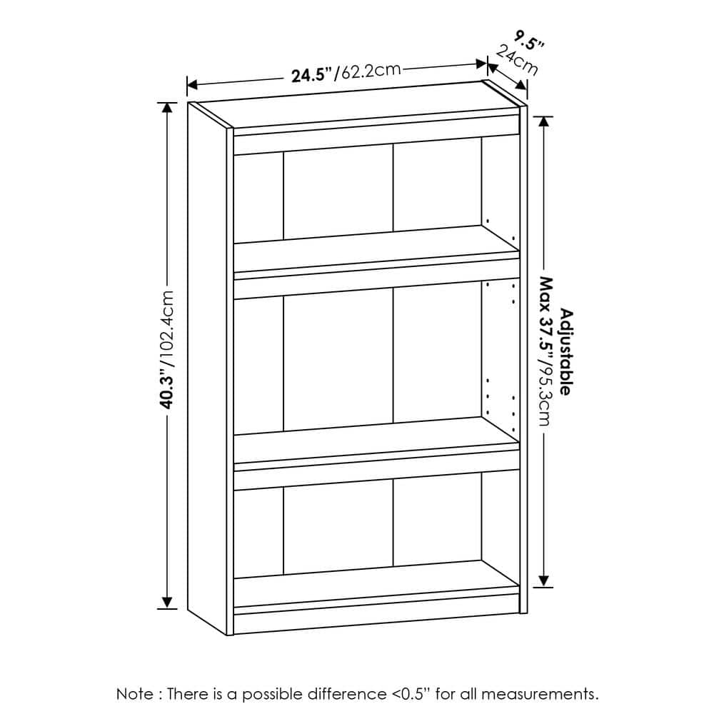 White Adjustable 3-Tier Wooden Shelf Bookcase