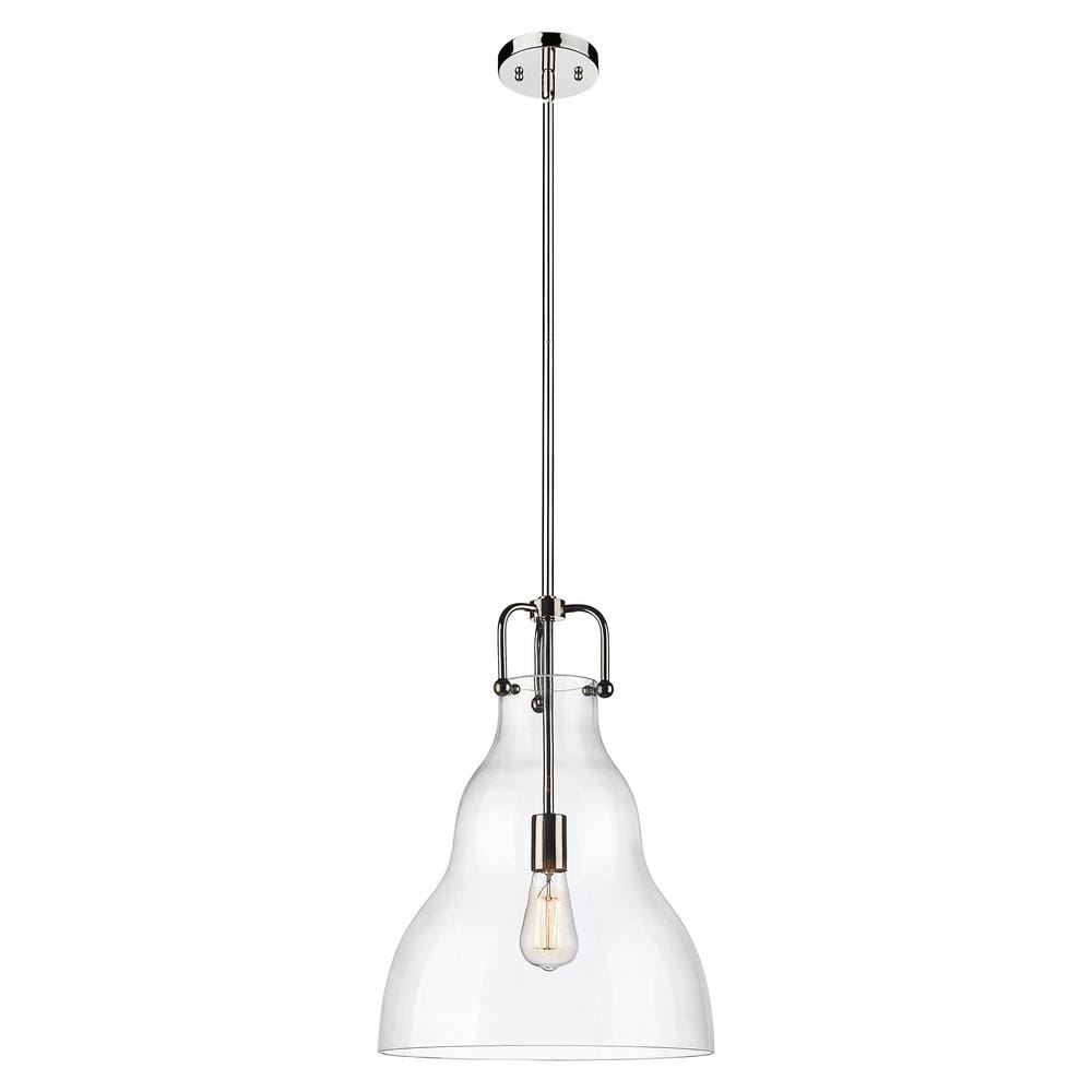 Polished Nickel and Clear Glass Bell Pendant Light