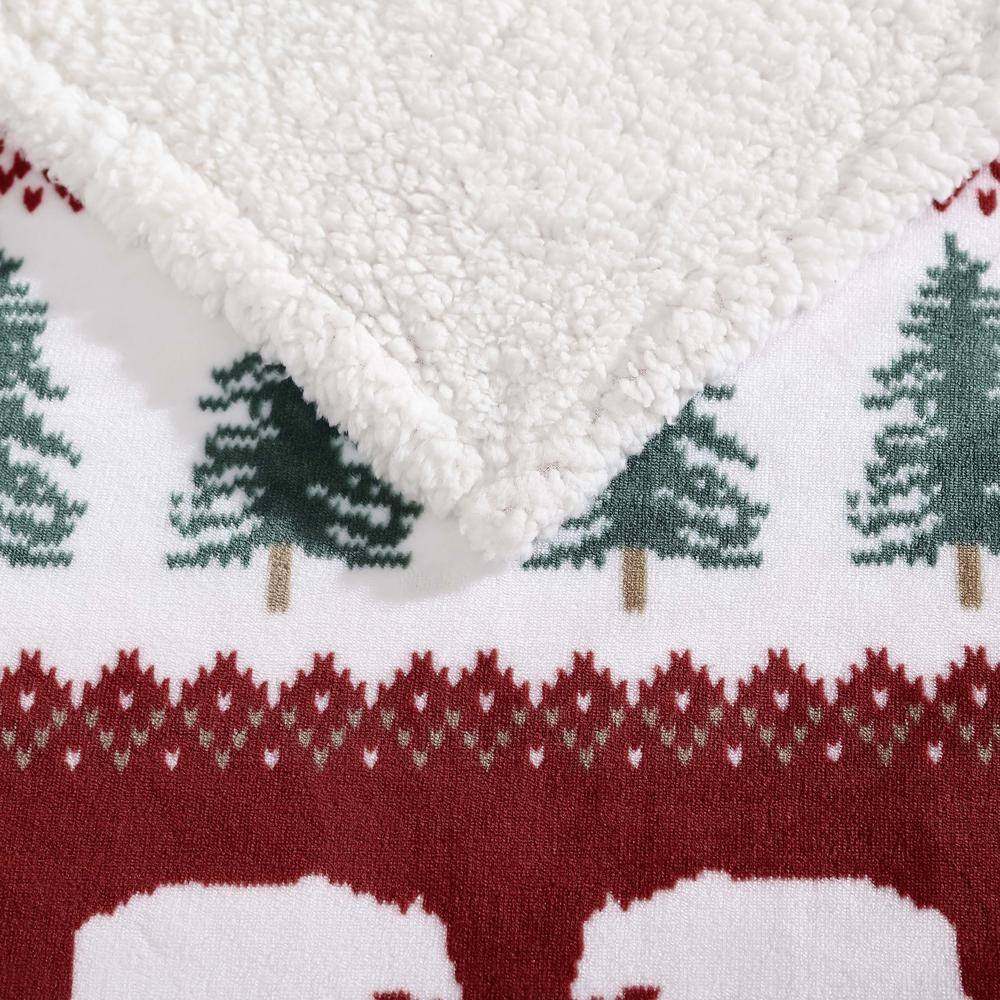 Grizzly Peak Red Reversible Sherpa Fleece Throw Blanket