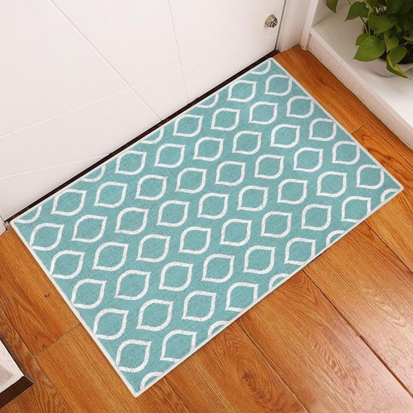 SUSSEXHOME 18 in. x 24 in. Turquoise Super-Absorbent Washable