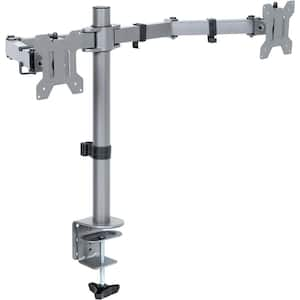 13 in. x 30 in. Heavy-Duty Dual Monitor Desk Mount with 22 lbs. Per Arm and 360° Rotation Height Adjustment in Gray