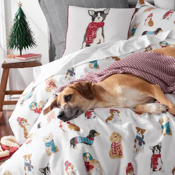 4PCS Dog Bed Sheets Queen Size Puppy Pattern Bedding Sheet Set Pillowcases  Kids