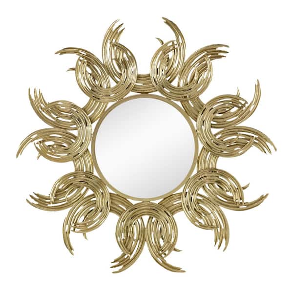 INNOBULE 37.4 in. W x 37.4 in. H Framed Gold Mirror