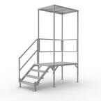 FORTRESS 27.5 in. to 42.5 in. H OSHA Compliant Aluminum 4-Riser Stair System with Platform and Canopy