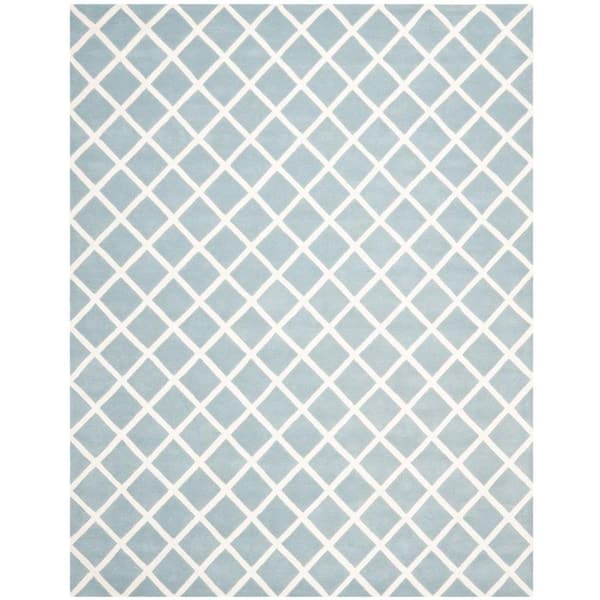 SAFAVIEH Chatham Blue/Ivory 8 ft. x 10 ft. Geometric Multi-Diamonds Area Rug