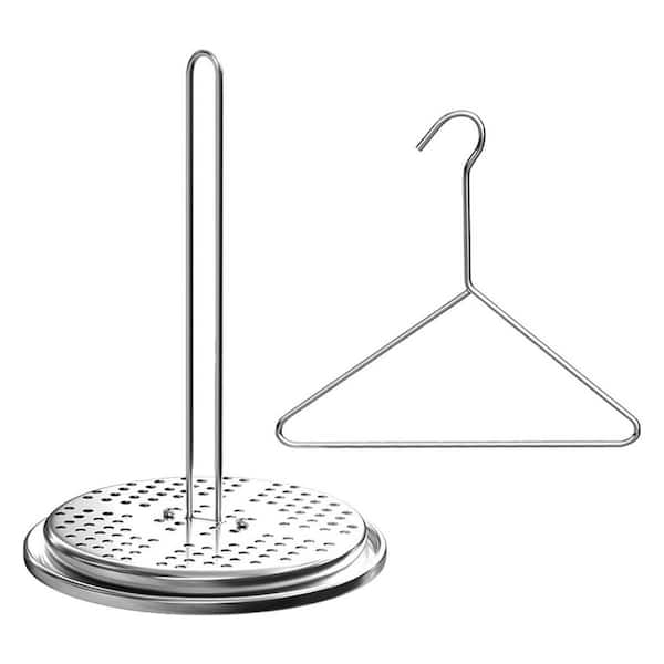 Stainless Steel Vertical Chicken Roaster Stand Kit Turkey Fryer Rack Holder Base for Deep Fry Pot with Lifter Hook