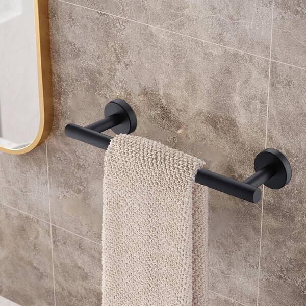 Delta 4-Piece Trinsic Matte Black Decorative Bathroom Hardware Set with  Towel Bar, Toilet Paper Holder, Towel Ring and Robe Hook in the Decorative  Bathroom Hardware Sets department at