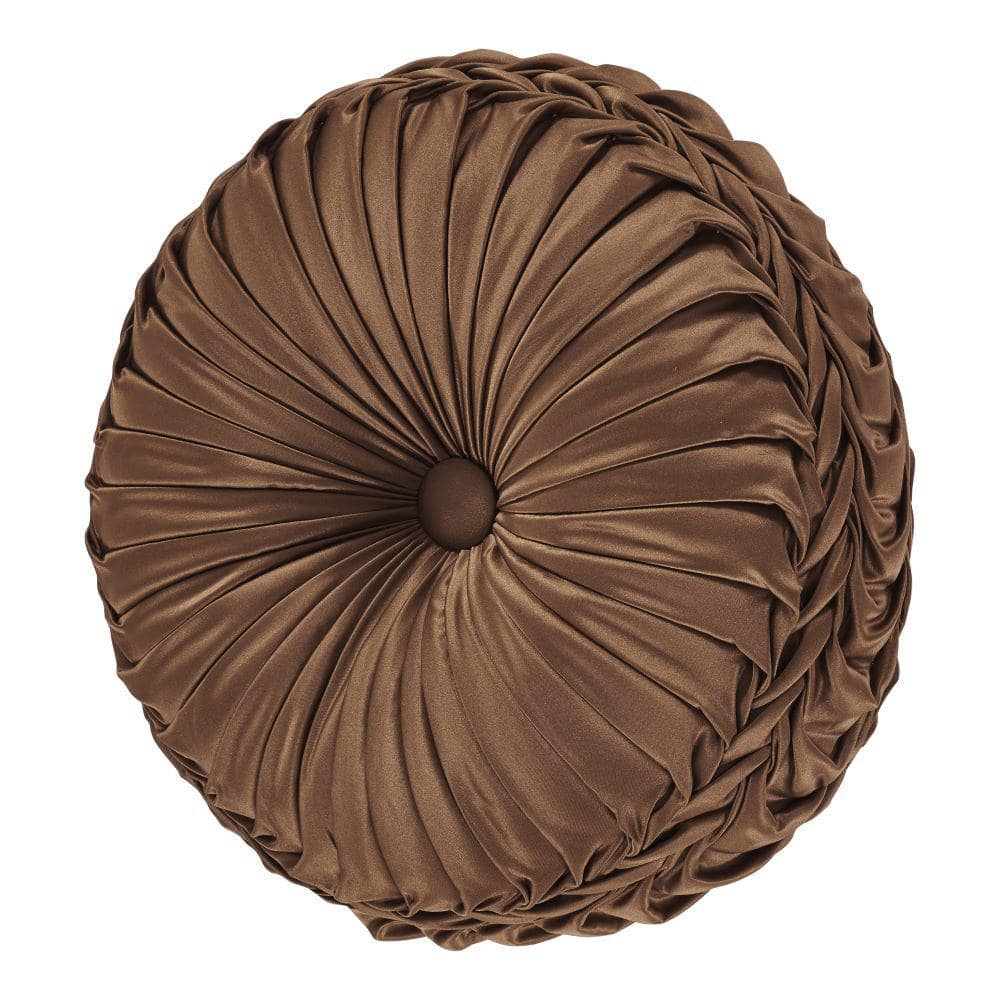 Seymour Copper Polyester Tufted Round Decorative Throw Pillow 15 in. x 15 i