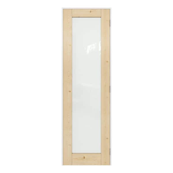 ARK DESIGN 24 in. x 80 in. 1-Lite Frosted Glass Left Solid Core Unfinished Pine Wood Single Prehung Interior Door + Separate Jamb