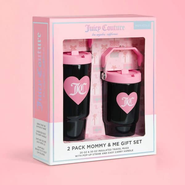 JUICY COUTURE Flip Flow Mommy & Me 20 oz / 30 oz Black Stainless