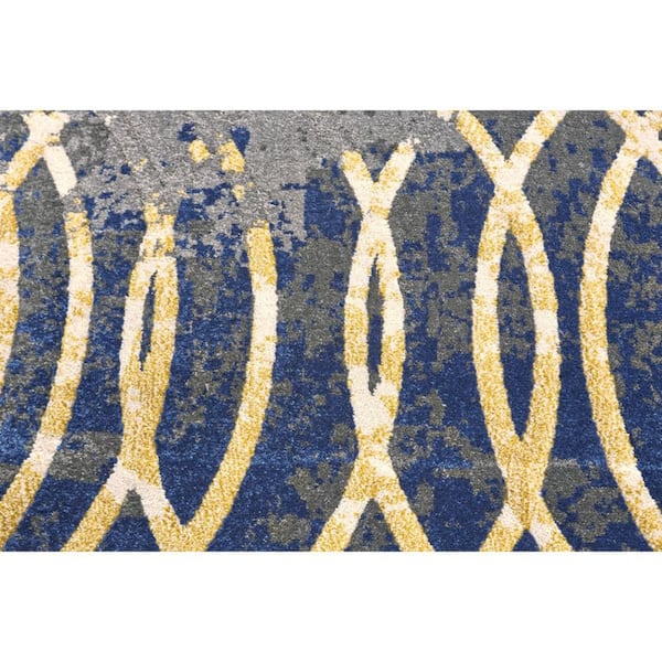 10 ft. x 13 ft. Gray, Ivory, Blue Geometric Area Rug