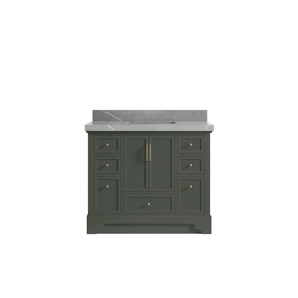 Willow Collections Alys 42 in. W x 22 in. D x 36 in. H Single Sink Bath Vanity in Pewter Green with 2 in. piatra qt top
