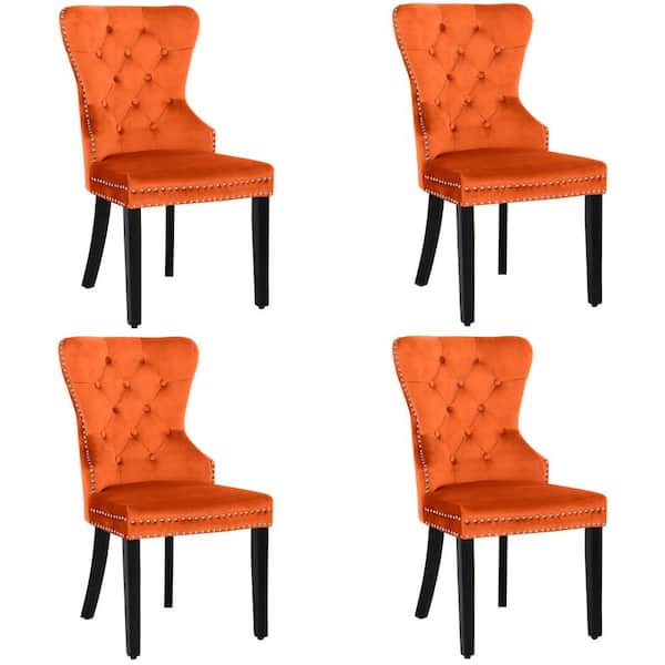 Brooklyn Orange Tufted Velvet Dining Side Chair (Set of 4)