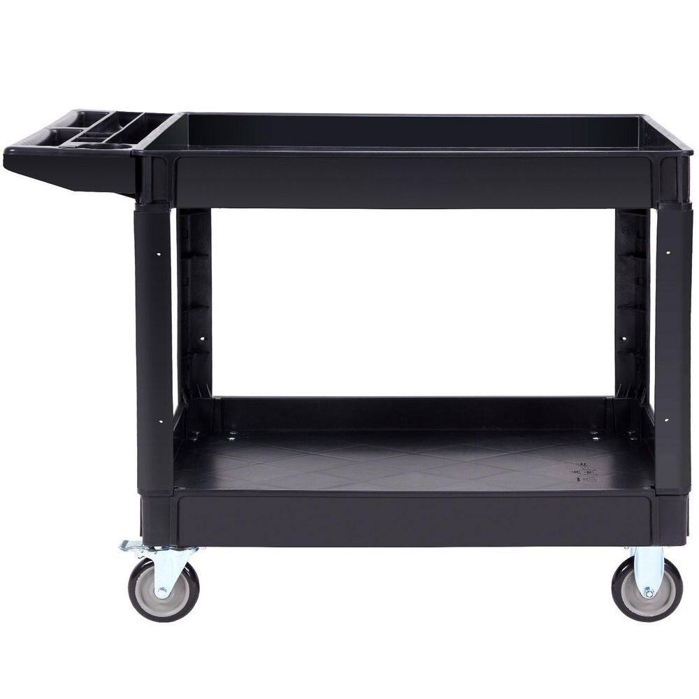 Utility Service Cart 2-Tier 550 lbs. Heavy Duty Plastic Rolling Cart, Swivel Wheels, Brakes, Polypropylene, Utility Cart price history on PriceWatchPro