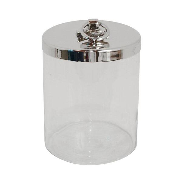 Home Decorators Collection 6 in. Jordan Silver Glass Jar with Lid