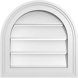 16 in. x 16 in. Round Top Surface Mount PVC Gable Vent: Functional with Brickmould Frame