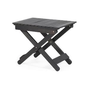 15 in. D x 22.75 in. W Rectangle Wood Folding Outdoor Side Table for Patio, Lawn, Balcony And Backyard in Dark Gray