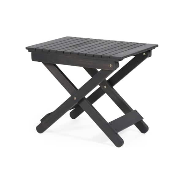 Misopily 15 in. D x 22.75 in. W Rectangle Wood Folding Outdoor Side Table for Patio, Lawn, Balcony And Backyard in Dark Gray