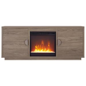 Dakota 58 in. Gray Wash TV Stand with Crystal Electric Fireplace Fits TV's up to 65 in.