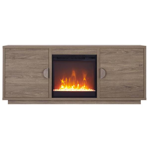Meyer&Cross Dakota 58 in. Gray Wash TV Stand with Crystal Electric Fireplace Fits TV's up to 65 in.