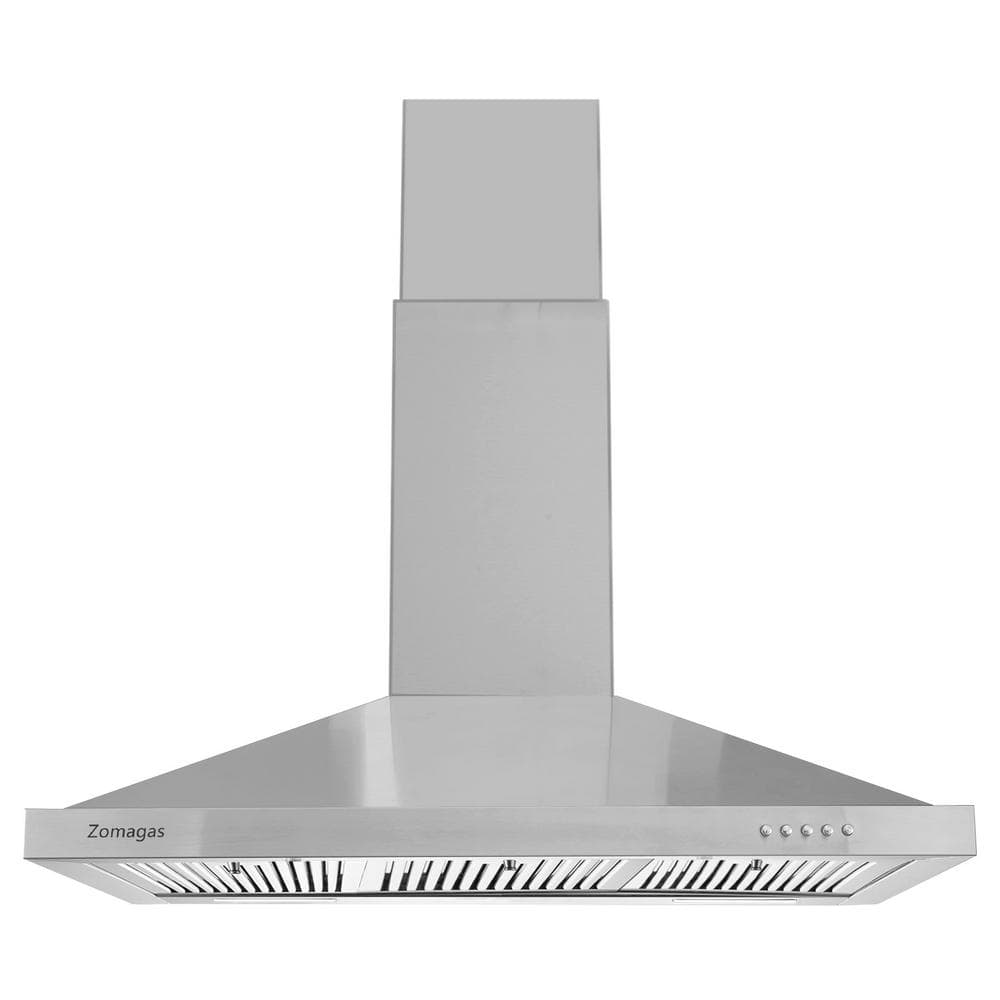 36 in. 450 CFM Ducted Wall Mounted Range Hood in Stainless Steel with 3 Filters and 2 LED Lights