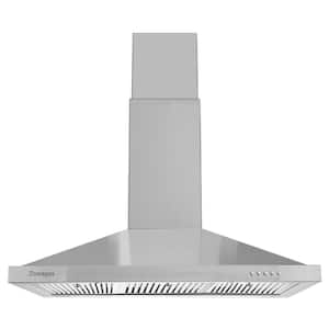 36 in. 450 CFM Ducted Wall Mounted Range Hood in Stainless Steel with 3 Filters and 2 LED Lights