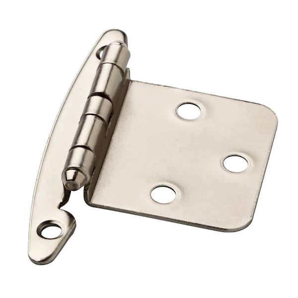 Satin Nickel Overlay Cabinet Hinge without Spring (1-Pair)