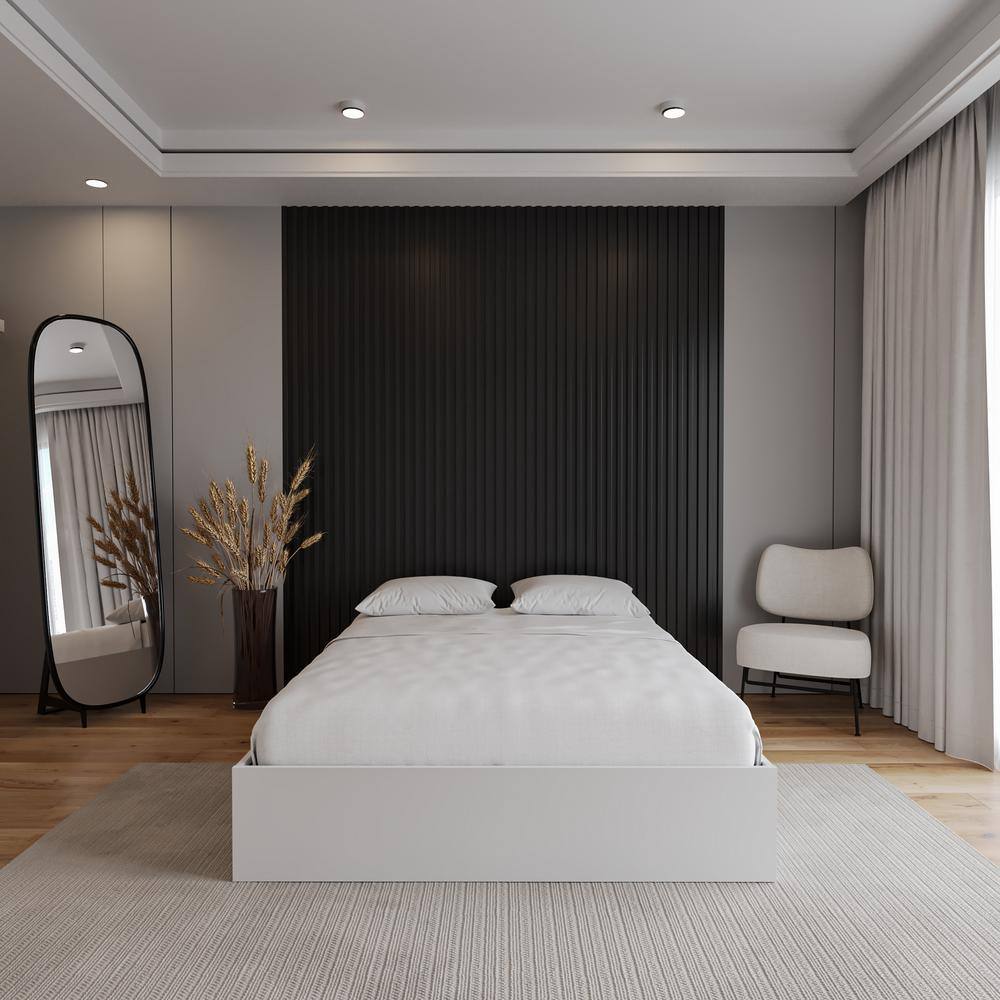 White Full Captain's Bed with Storage Drawers and Slats