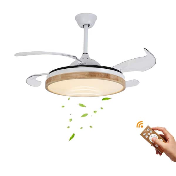 OUKANING 42 in. Indoor White Modern Ceiling Fan with Adjustable White Integrated LED, Reversible Motor and Remote
