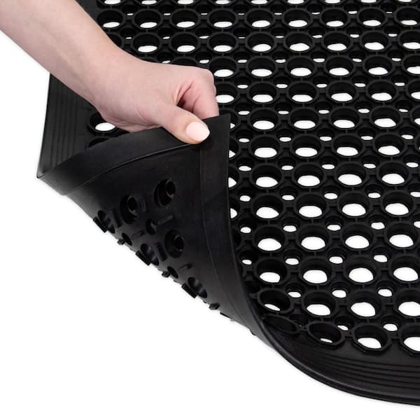 TrafficMaster Drainage Black 3 ft. x 5 ft. Rubber Non-Slip Indoor