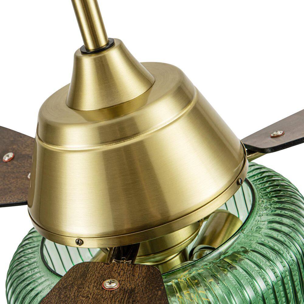 Elaine 42" Gold and Green Glass Ceiling Fan with Remote Control
