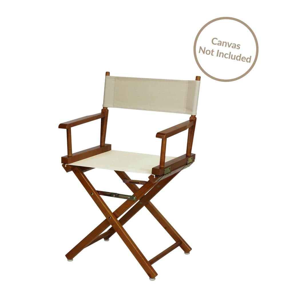 Honey Oak Foldable Director's Chair with Slat Back