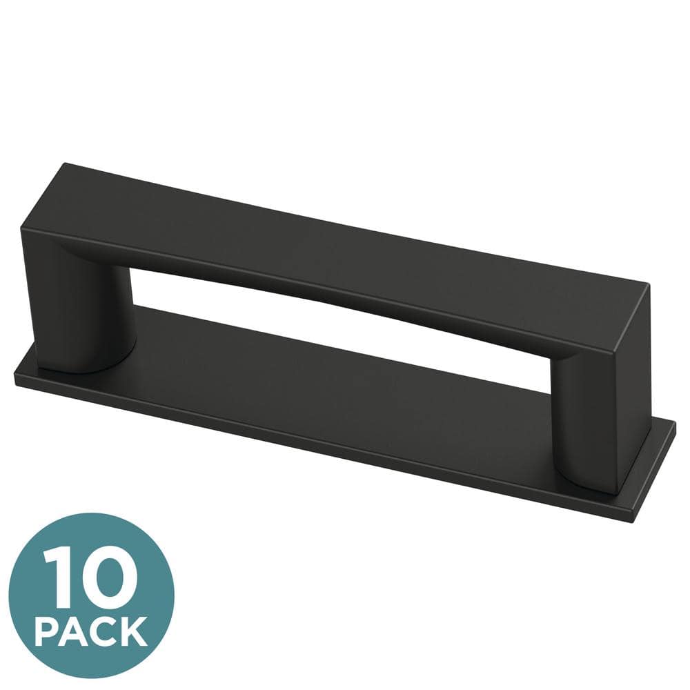 (10-Pack) Geometric Square Backplate 3 in. (76 mm) Modern Matte Black Cabinet Handle Drawer Bar Pulls price history on PriceWatchPro