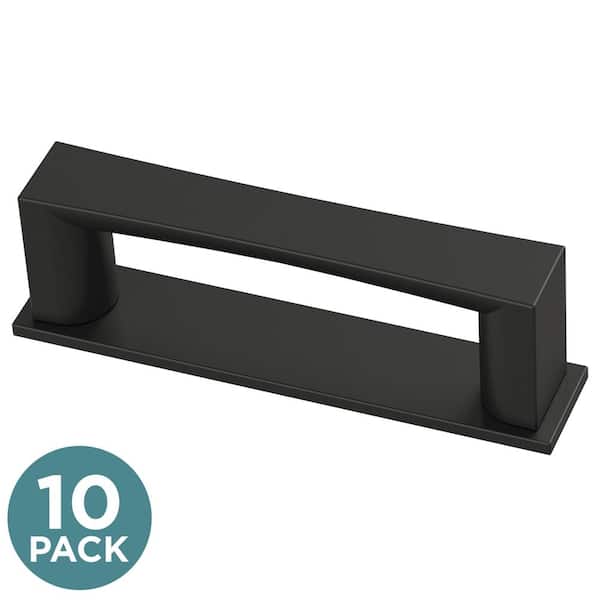 Liberty (10-Pack) Geometric Square Backplate 3 in. (76 mm) Modern Matte Black Cabinet Handle Drawer Bar Pulls