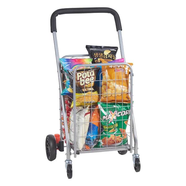 VEVOR Folding Shopping Cart 66 lbs. Maximum Load Capacity Heavy-Duty Foldable Laundry Basket Trolley w/ Rolling Swivel Wheels