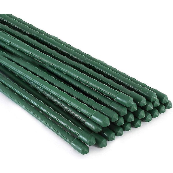 58 in. Green Steel Plant Garden Tomato Stakes with Plastic Coat for Climbing Plants, 25-Pack