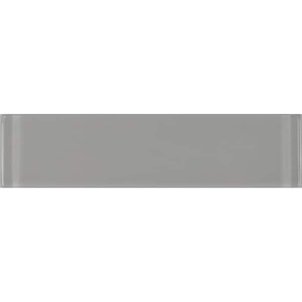 ABOLOS Modern Pebble Gray 3 in. x 12 in. Glossy Glass Subway Wall Tile (1 sq. ft./Case)