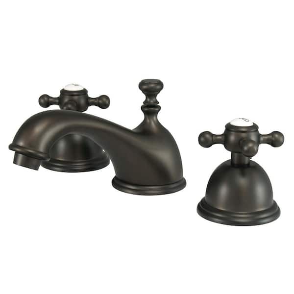 Kingston Brass Vintage 8 in. Widespread 2-Handle Bathroom Faucets with Brass Pop-Up in Oil Rubbed Bronze