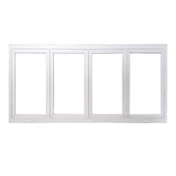 Teza 60 Series Bi-Fold 95.5 in. W x 41.5 in. H Left and Right-Hand/Opening White Aluminum Tempered Window with Screen