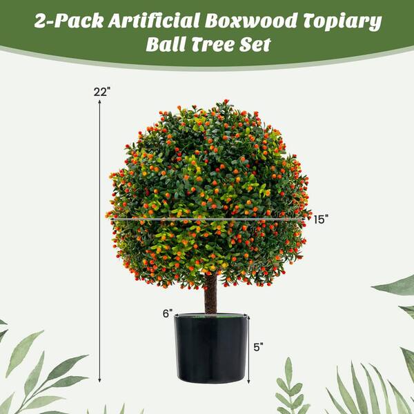 DECWIN 20 .5 in. 2-Pieces 4-Layer Artificial Boxwood Topiary Plant Ball  UV-Proof Greenery Ball Indoor Outdoor Decor DC-20.5-2P - The Home Depot