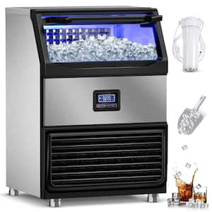 20 in. 240 lbs. /24H Half Size Cubes Undercounter/Freestanding Ice Maker with Auto-Self-Cleaning, Stainless Steel