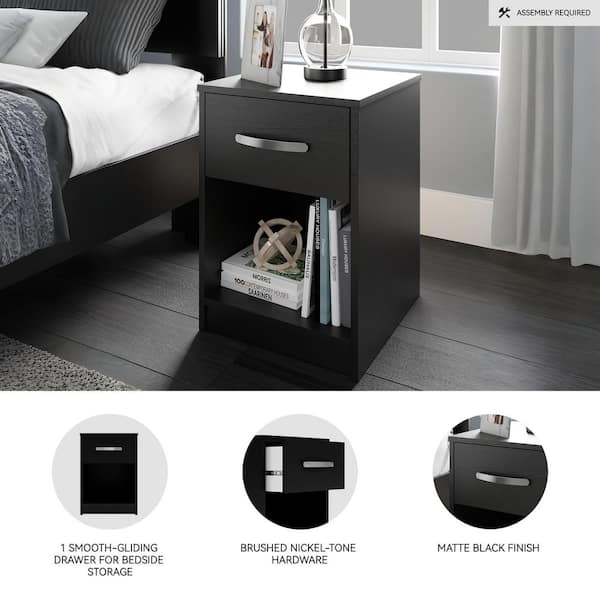 Signature DESIGN BY ASHLEY Finch Matte Black 1 Drawer Nightstand