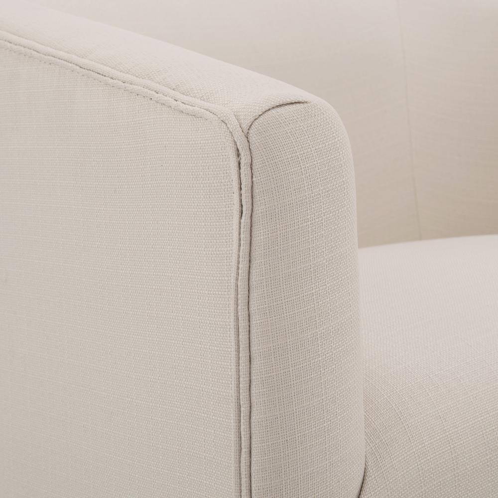 Elm Traditional Linen Barrel Swivel Accent Chair with Wood Skirt