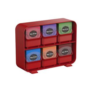 Clutch 6-Drawer 90-Bag Red Tea Bag Holder