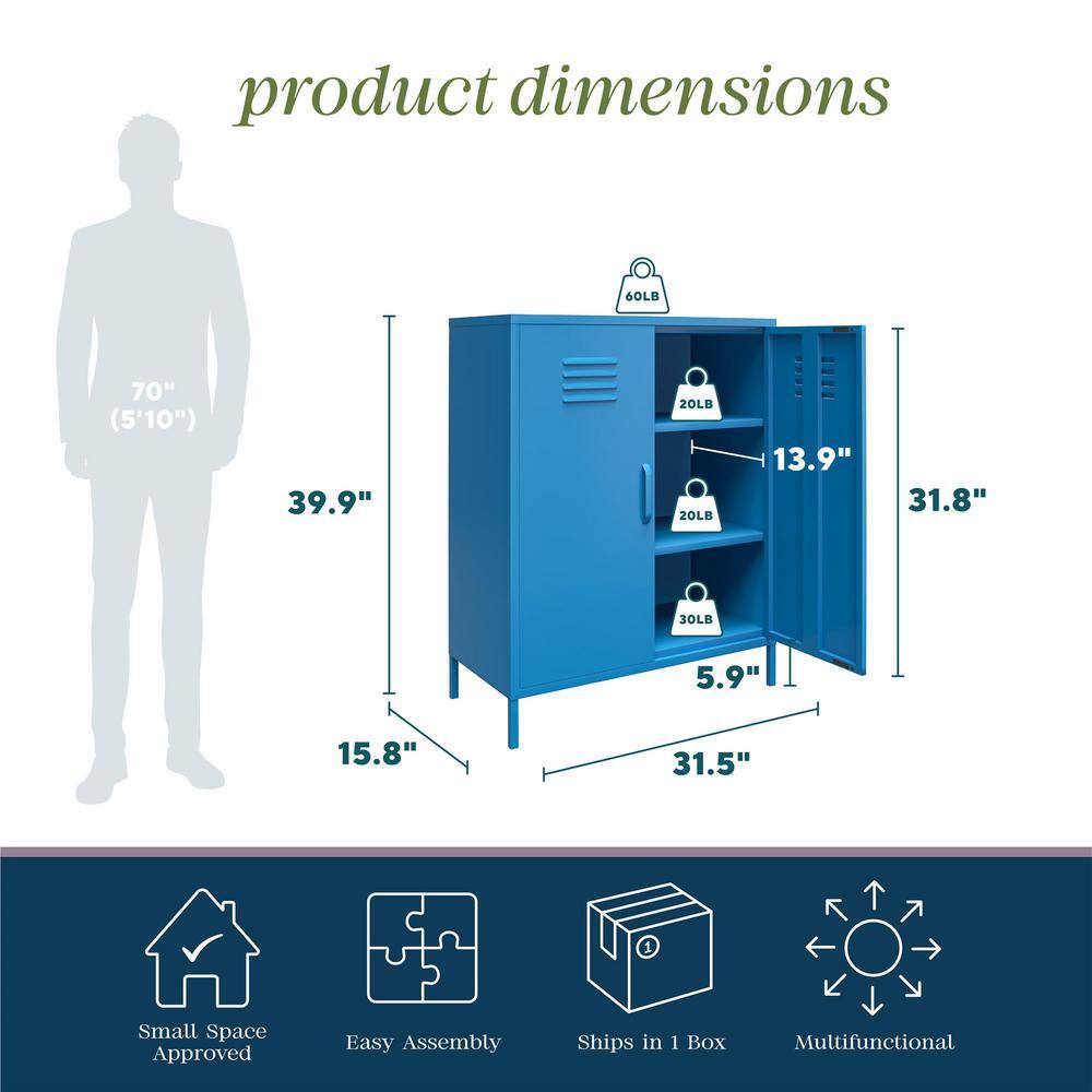 Bright Blue Metal Locker Style Storage Cabinet with Adjustable Shelving