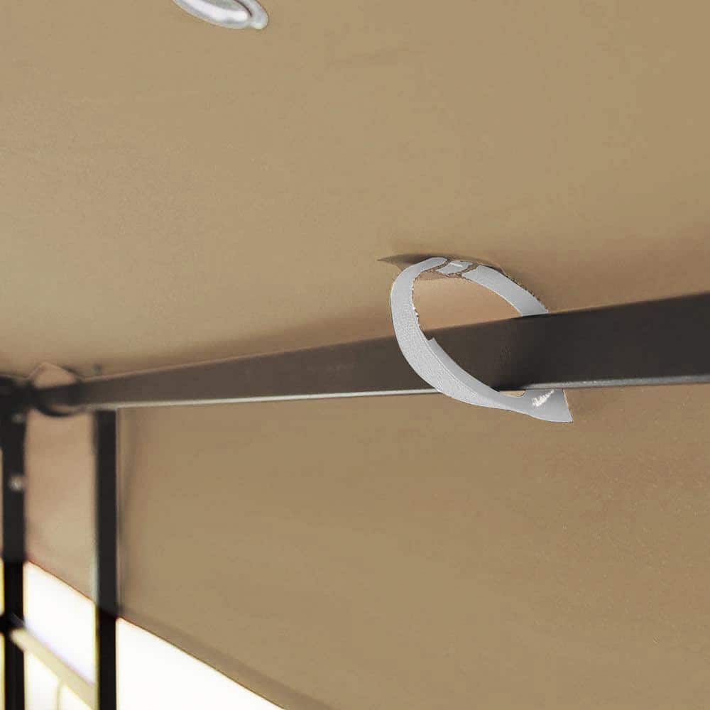 10x10 Ft Khaki Polyester Double Tiered Gazebo Replacement Canopy