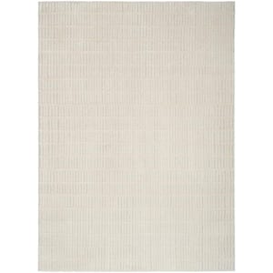 Modern Comfort Ivory Grey 5 ft. x 7 ft. Linear Contemporary Area Rug