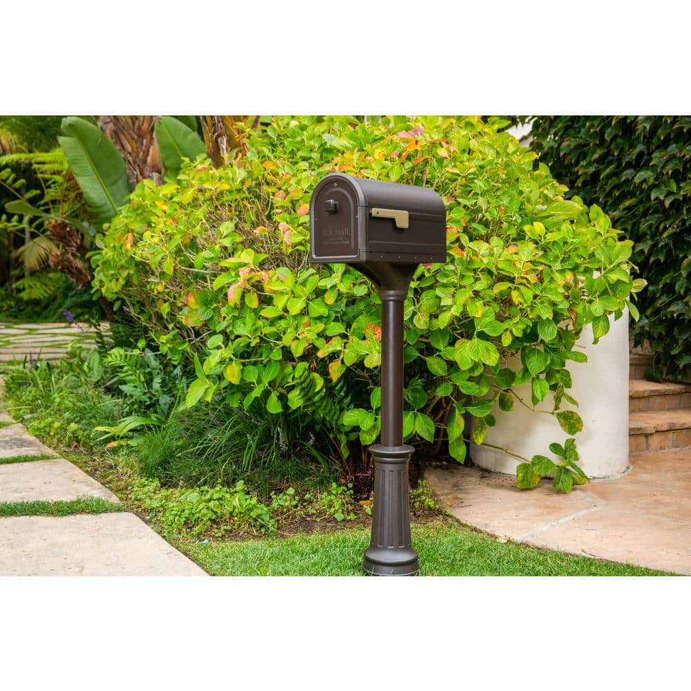 Roxbury Large Rubbed Bronze Post Mount Mailbox with Steel Post