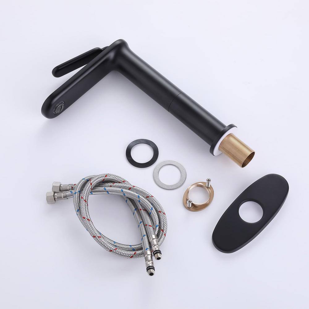 Matte Black Tall Single Handle Brass Vessel Sink Faucet