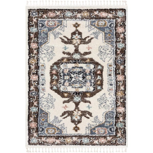 Well Woven Nala Rialta Oriental Medallion Shag Brown 7 ft. 10 in. x 9 ft. 10 in. Area Rug
